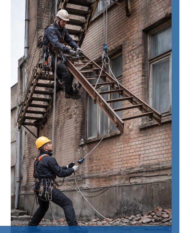 Демонтаж пожарной лестницы в Подольске от 12502 р. | ВЫСОТНИК-Пдл