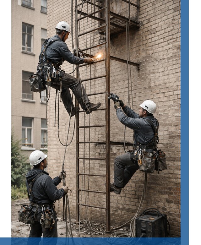 Ремонт пожарной лестницы в Подольске от 7814 р. | ВЫСОТНИК-Пдл