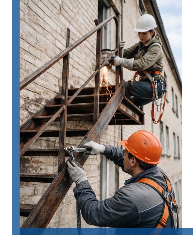 Ремонт и восстановление пожарных лестниц с выездом в Подольске