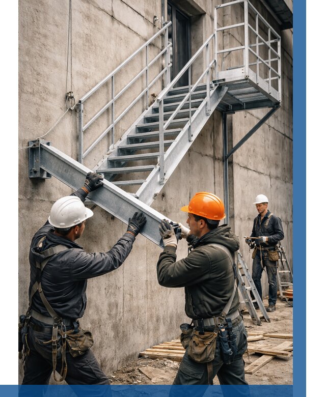 Монтаж металлических лестниц в Подольске от 15627 р. | ВЫСОТНИК-Пдл