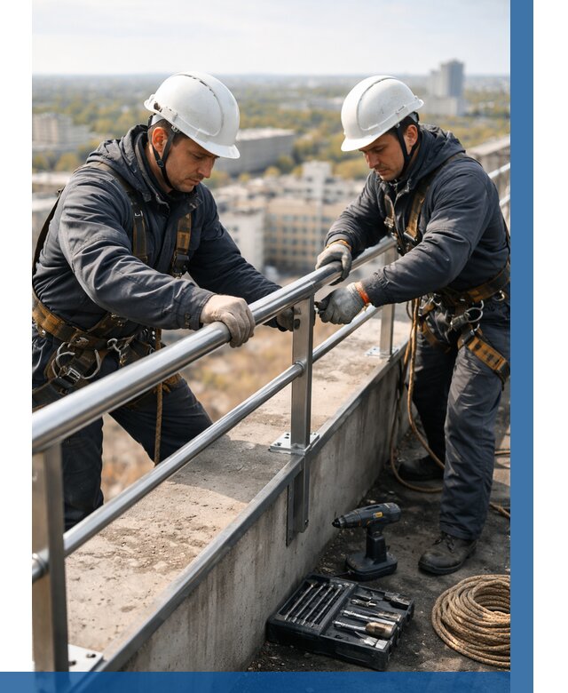 Монтаж перил на высоте в Подольске от 2605 р. | ВЫСОТНИК-Пдл