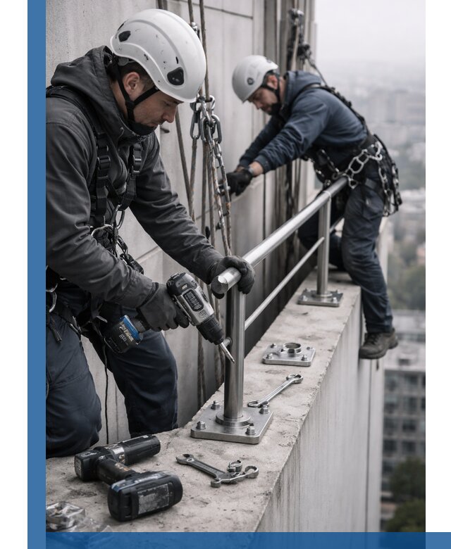 Монтаж перил на высоте в Подольске для жилых и промобъектов