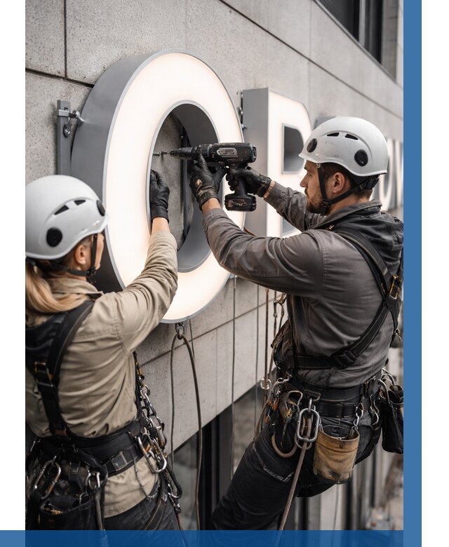 Монтаж световых букв в Подольске от 3125 р. под ключ ВЫСОТНИК-Пдл