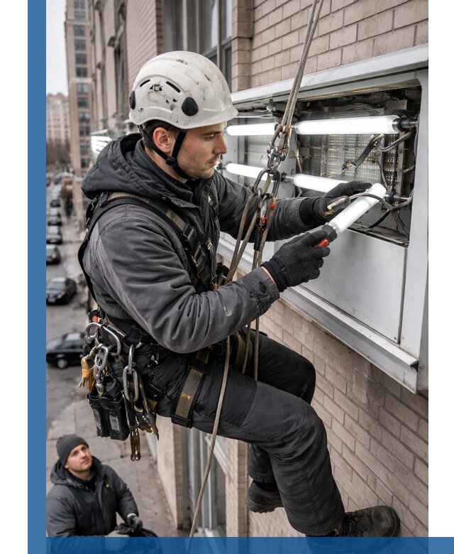 Профессиональная замена ламп в наружной вывеске в Подольске