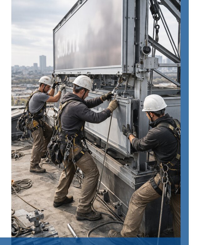 Монтаж крышной рекламной конструкции в Подольске от 62508 р.|ВЫСОТНИК-Пдл