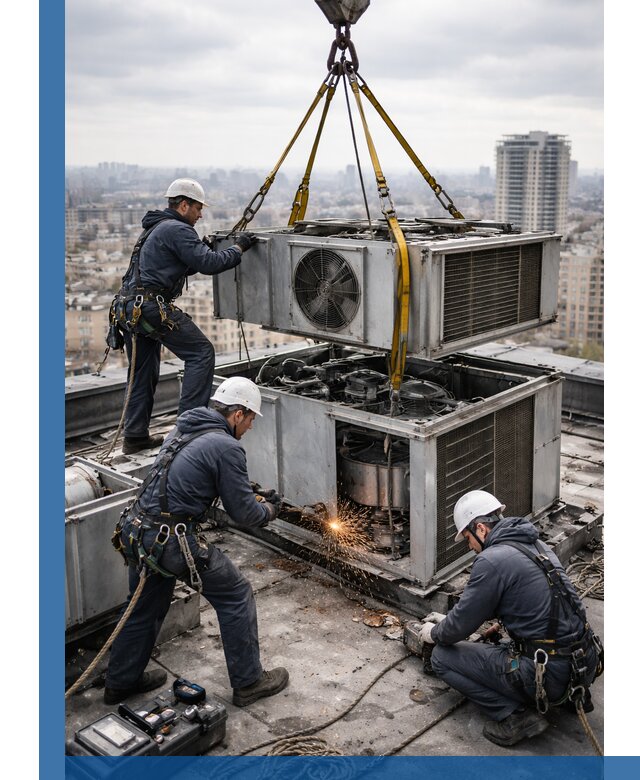 Демонтаж крышной установки в Подольске любой сложности