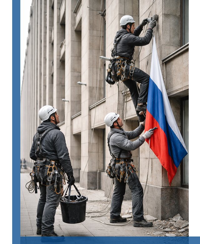 Профессиональная установка флагов на фасаде в Подольске