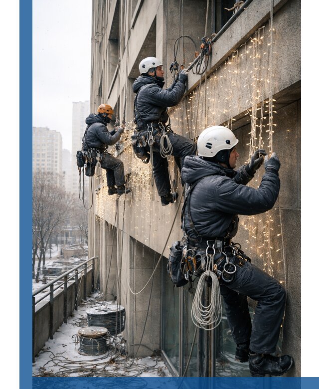 Монтаж новогодней иллюминации и украшение фасадов в Подольске