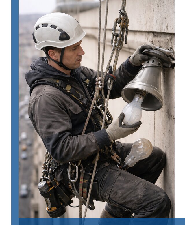 Замена ламп на высоте в Подольске профессионально и быстро