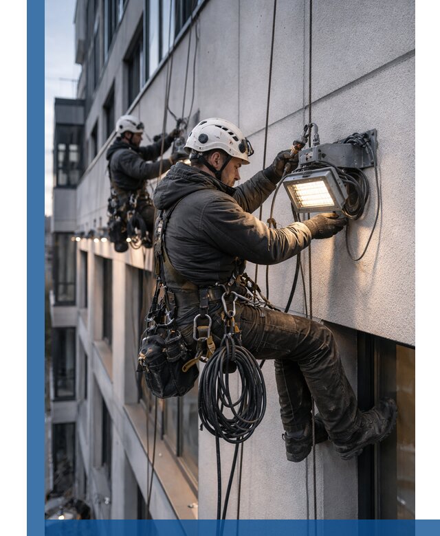 Монтаж фасадного освещения в Подольске установка и подключение