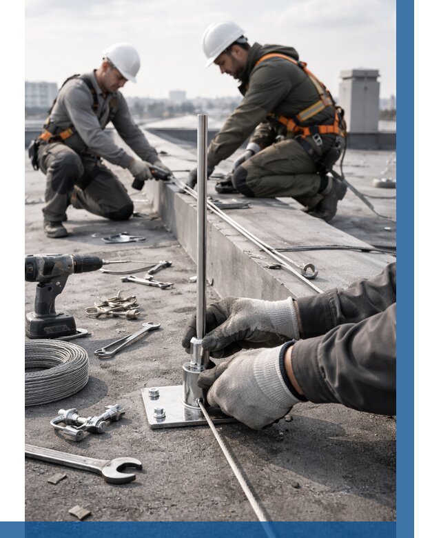 Монтаж молниезащиты на кровле в Подольске цена от 26045 р. | ВЫСОТНИК-Пдл