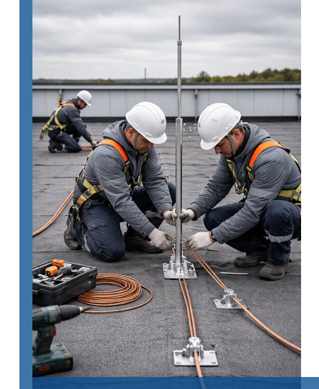 Монтаж молниезащиты на кровле в Подольске под ключ с гарантией