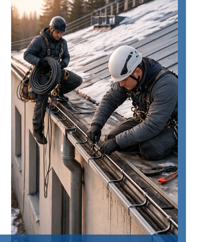 Монтаж греющего кабеля на кровле в Подольске от 469 р. | ВЫСОТНИК-Пдл