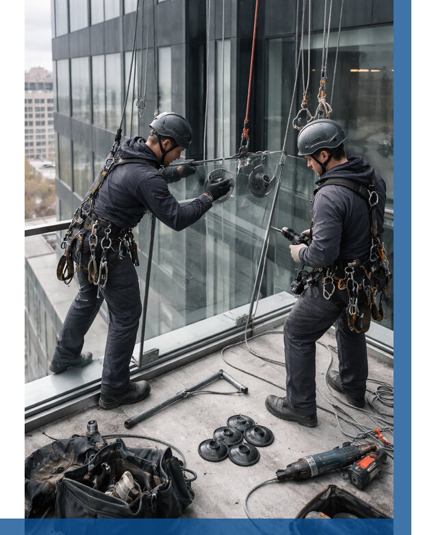 Монтаж стеклянных ограждений в Подольске от 2605 р. | ВЫСОТНИК-Пдл