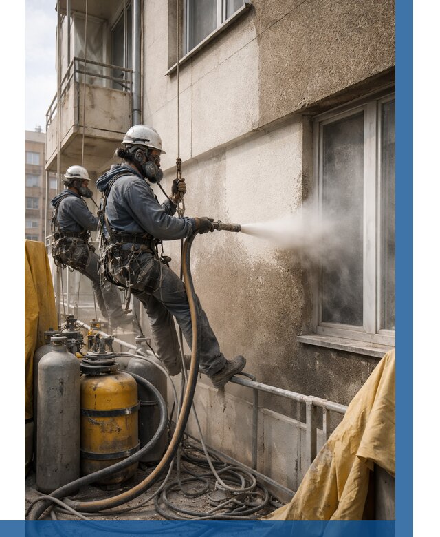 Пескоструйная очистка фасада в Подольске от 677 р. | ВЫСОТНИК-Пдл