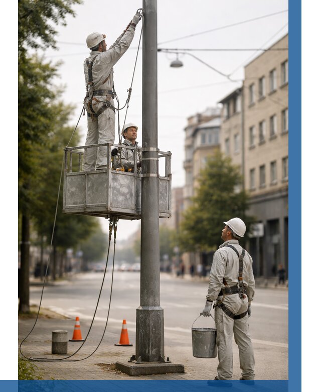 Покраска опор освещения в Подольске от 5209 р. | ВЫСОТНИК-Пдл