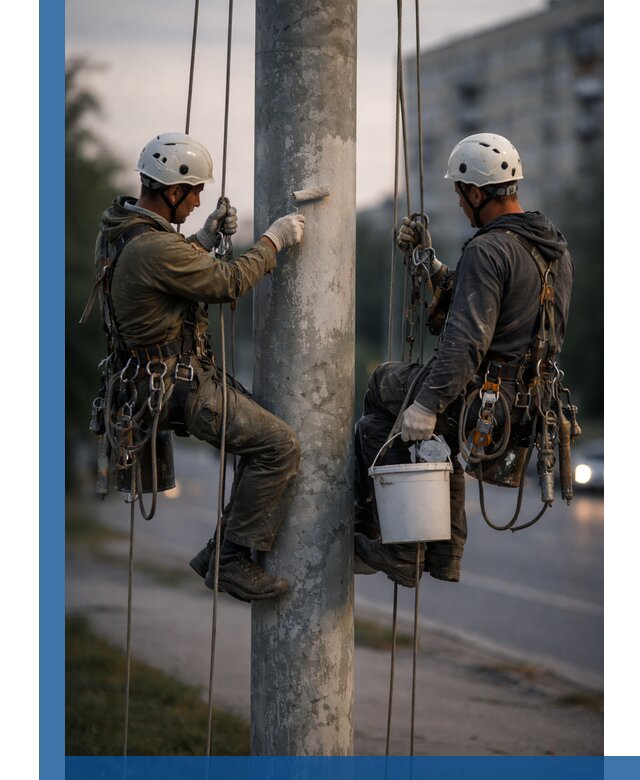 Покраска опор освещения и антикоррозийная защита в Подольске