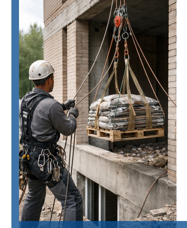 Подъем материалов на этаж веревками в Подольске оперативно