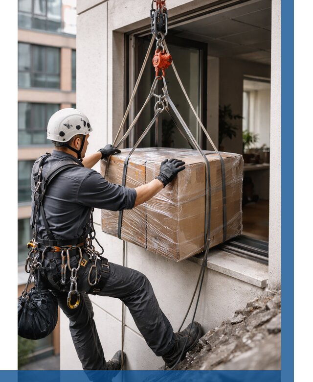 Подъем груза через окно в Подольске от 4688 р. | ВЫСОТНИК-Пдл