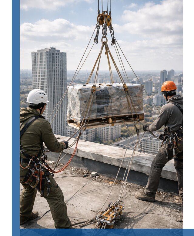 Подъем и монтаж крупногабаритных грузов на крышу в Подольске