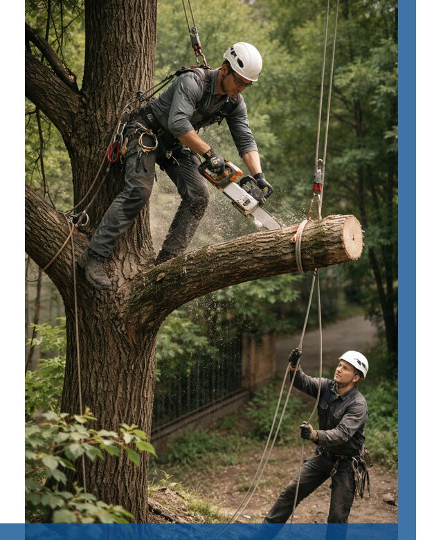 Спил деревьев альпинистами в Подольске от 8334 р. | ВЫСОТНИК-Пдл
