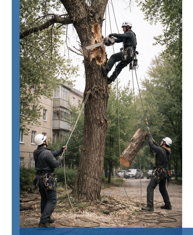 Срочное удаление аварийных деревьев в Подольске с гарантией безопасности