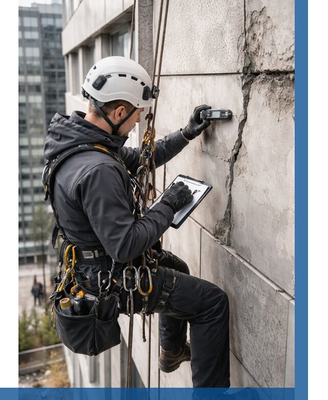 Обследование фасада альпинистами в Подольске от 125 р. | ВЫСОТНИК-Пдл