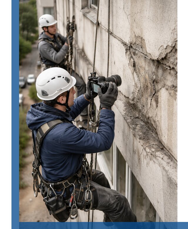 Фотофиксация дефектов фасада с высотной съемкой в Подольске