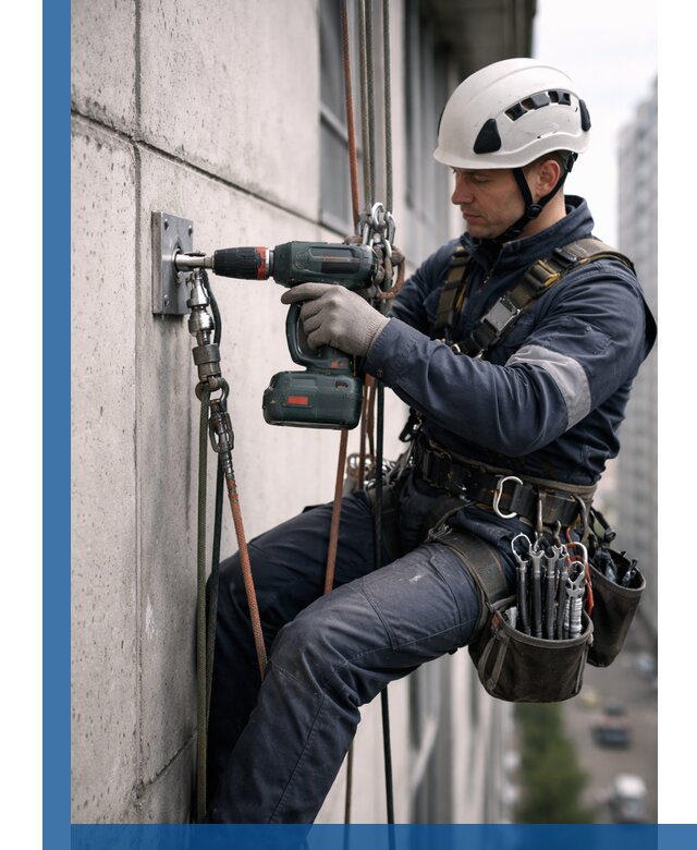 Установка анкерных точек для высотных работ в Подольске