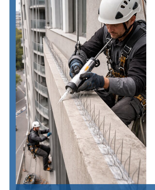 Установка шипов от птиц на фасадах и кровлях в Подольске